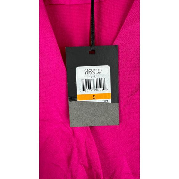 DKNY Womens Satin Faux Wrap Blouse Pink Size Small New Long Sleeve V Neck - Picture 7 of 9